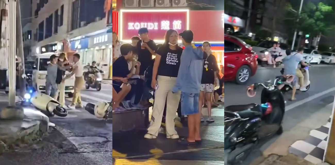 广西北海合浦美人鱼广场情感闹剧 男子偶遇前妻甜蜜逛街醋意大发 当街大打出手！ - 社会奇闻